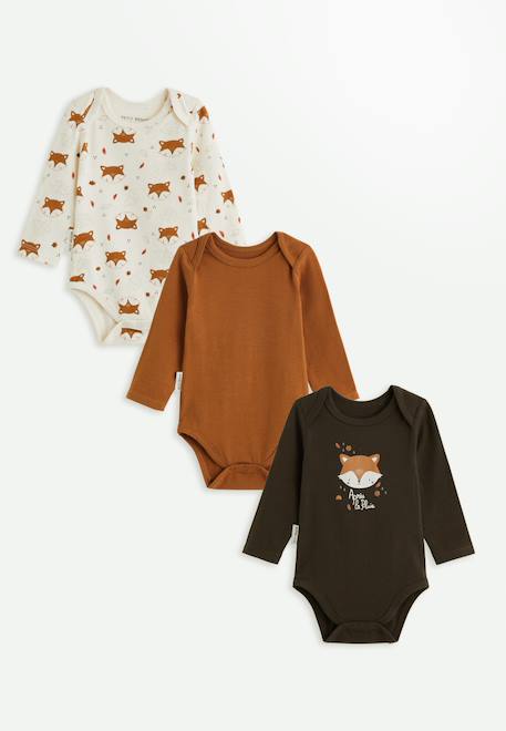 Lot de 3 bodies bébé manches longues ginkgo Vert 1 - vertbaudet enfant 