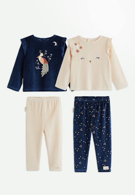 Lot de 2 pyjamas enfant 2 pièces en velours ollie Bleu 1 - vertbaudet enfant 