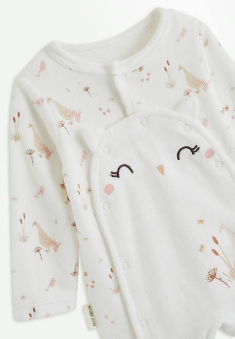 Pyjama bébé en velours ouverture pont margot Ecru 1 - vertbaudet enfant 