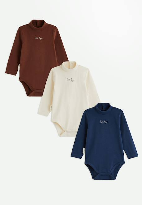 Lot de 3 bodies bébé col roulé manches longues mathéo Bleu 1 - vertbaudet enfant 