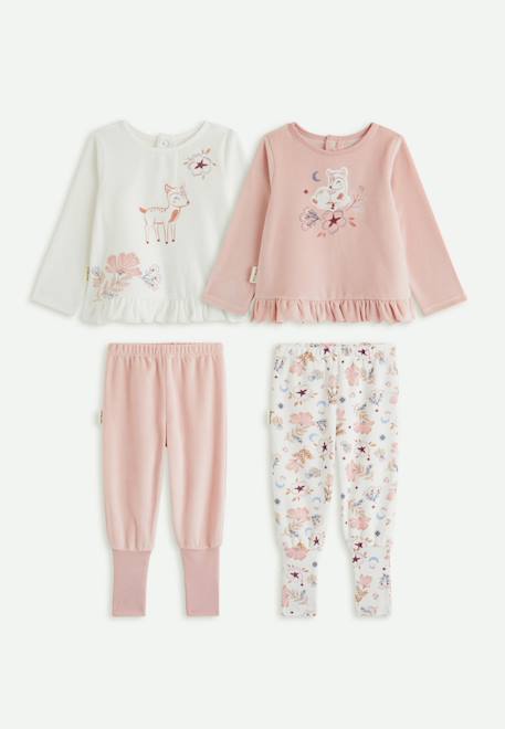 Lot de 2 pyjamas enfant 2 pièces en velours à pieds retroussables cléo Rose 1 - vertbaudet enfant 