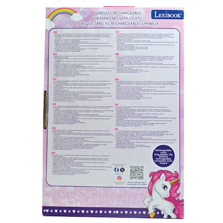 Casque lumineux pliable bluetooth et filaire licorne avec limitation du volume ROSE 4 - vertbaudet enfant 