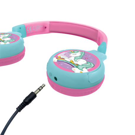 Casque 2 en 1 licorne bluetooth et filaire avec limitation de son ROSE 3 - vertbaudet enfant 