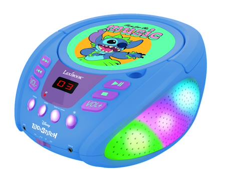 Lecteur cd bluetooth Stitch  - Portable, Effets Lumineux, Pile ou Secteur, Prise Micro BLEU 1 - vertbaudet enfant 
