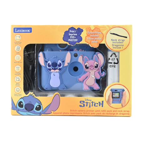 Starcam® pack caméra avec imprimante instantanée Stitch, carte sd, 4 rouleaux de papier, dragonne BLEU 3 - vertbaudet enfant 