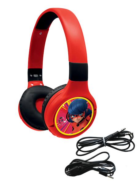 Casque 2 en 1 miraculous bluetooth et filaire confortable et pliable avec limitation de son ROUGE 1 - vertbaudet enfant 