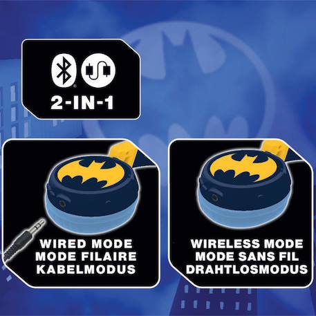 Casque 2 en 1 batman bluetooth et filaire avec limitation de son BLEU 3 - vertbaudet enfant 