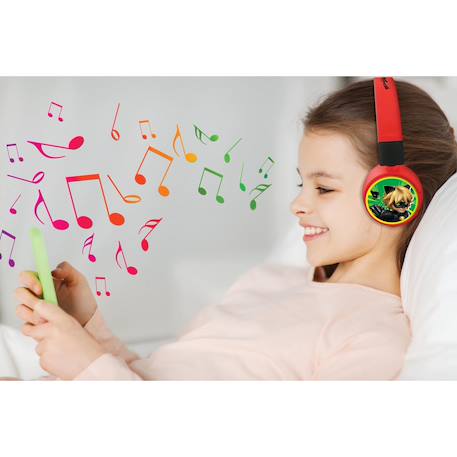 Casque 2 en 1 miraculous bluetooth et filaire confortable et pliable avec limitation de son ROUGE 5 - vertbaudet enfant 