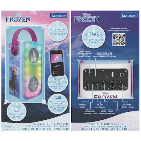 Puissante enceinte bluetooth  lumineuse la reine des neiges avec micro BLEU 4 - vertbaudet enfant 