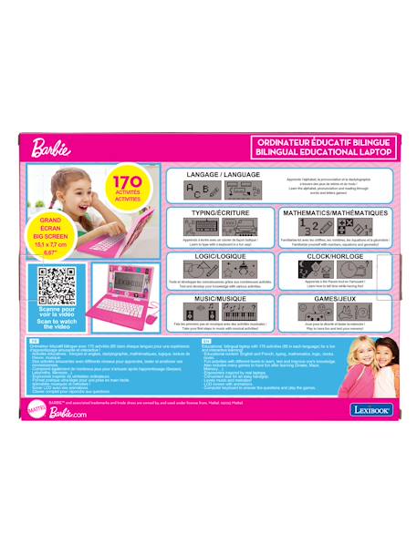 Ordinateur portable éducatif bilingue barbie (fr/en) ROSE 4 - vertbaudet enfant 