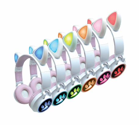 Casque sans fil rechargeable lumineux avec oreilles de chat Bluetooth ROSE 2 - vertbaudet enfant 