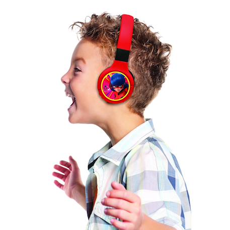 Casque 2 en 1 miraculous bluetooth et filaire confortable et pliable avec limitation de son ROUGE 6 - vertbaudet enfant 