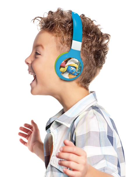 Casque 2 en 1 schtroumpfs bluetooth et filaire avec limitation de son BLEU 5 - vertbaudet enfant 