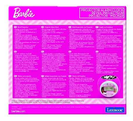 Réveil projecteur Barbie avec Fonction Alarme, veilleuse, écran LCD, à piles ROSE 6 - vertbaudet enfant 
