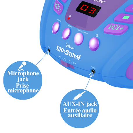 Lecteur cd bluetooth Stitch  - Portable, Effets Lumineux, Pile ou Secteur, Prise Micro BLEU 6 - vertbaudet enfant 