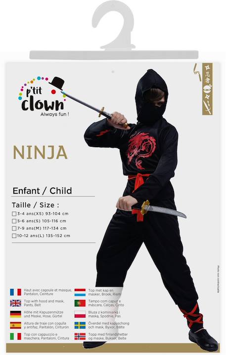 Déguisement enfant ninja Noir, or+Noir, rouge 4 - vertbaudet enfant 