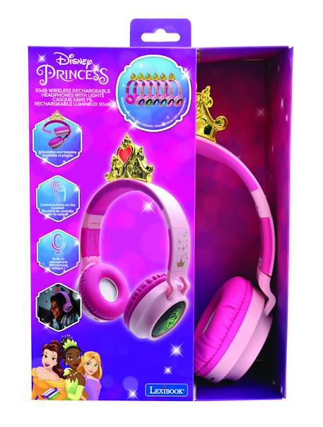 Casque lumineux pliable bluetooth et filaire princesses disney avec limitation du volume ROSE 5 - vertbaudet enfant 