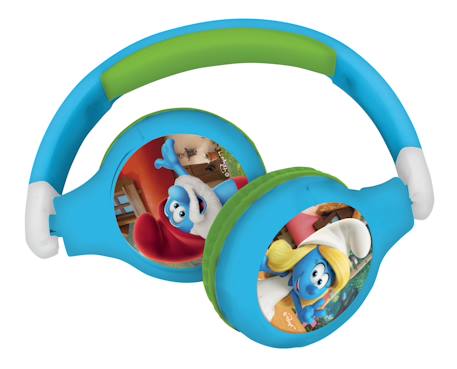 Casque 2 en 1 schtroumpfs bluetooth et filaire avec limitation de son BLEU 2 - vertbaudet enfant 