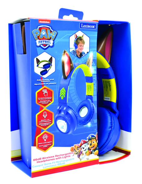 Casque lumineux pliable bluetooth et filaire chase de la pat' patroulle avec limitation du volume BLEU 5 - vertbaudet enfant 
