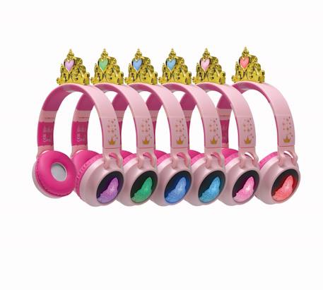 Casque lumineux pliable bluetooth et filaire princesses disney avec limitation du volume ROSE 2 - vertbaudet enfant 