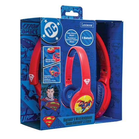 Casque 2 en 1 superman bluetooth et filaire avec limitation de son ROUGE 5 - vertbaudet enfant 