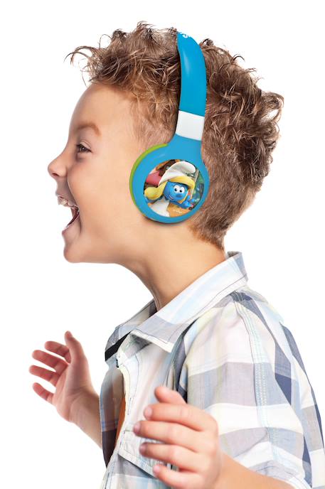 Casque 2 en 1 schtroumpfs bluetooth et filaire avec limitation de son BLEU 6 - vertbaudet enfant 