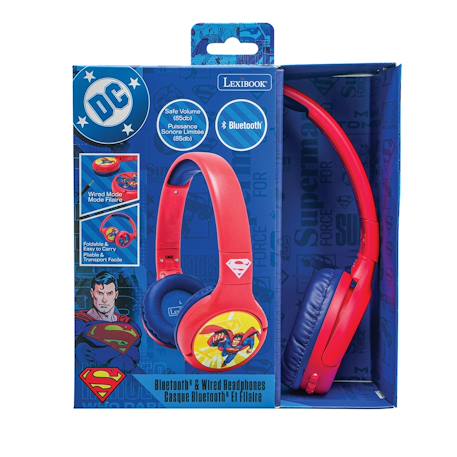 Casque 2 en 1 superman bluetooth et filaire avec limitation de son ROUGE 3 - vertbaudet enfant 
