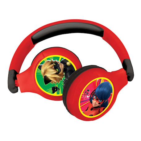 Casque 2 en 1 miraculous bluetooth et filaire confortable et pliable avec limitation de son ROUGE 4 - vertbaudet enfant 