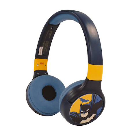 Casque 2 en 1 batman bluetooth et filaire avec limitation de son BLEU 1 - vertbaudet enfant 