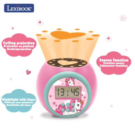 Réveil projecteur Licorne avec Fonction Alarme, veilleuse avec minuterie ROSE 4 - vertbaudet enfant 