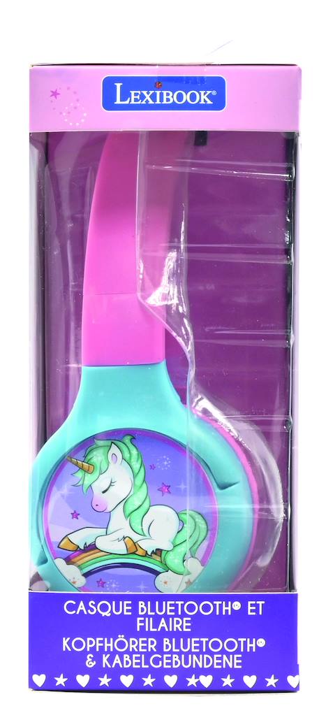 Casque 2 en 1 licorne bluetooth et filaire avec limitation de son ROSE 6 - vertbaudet enfant 