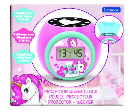 Réveil projecteur Licorne avec Fonction Alarme, veilleuse avec minuterie ROSE 6 - vertbaudet enfant 