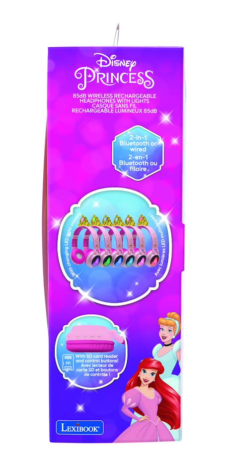 Casque lumineux pliable bluetooth et filaire princesses disney avec limitation du volume ROSE 6 - vertbaudet enfant 