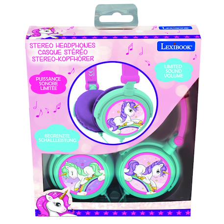 Casque stéréo filaire pliable licorne avec limitation de volume d'écoute ROSE 3 - vertbaudet enfant 