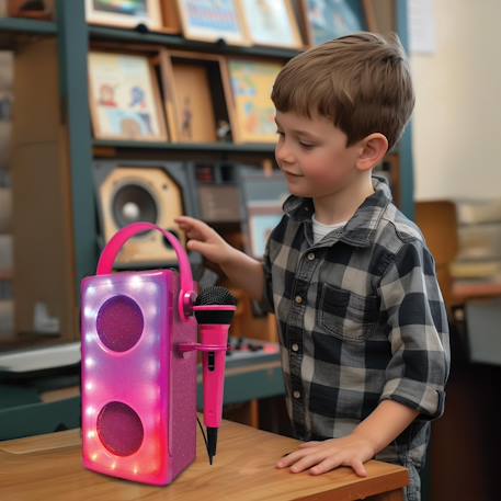 Enceinte bluetooth lumineuse rose avec micro Blanc 6 - vertbaudet enfant 