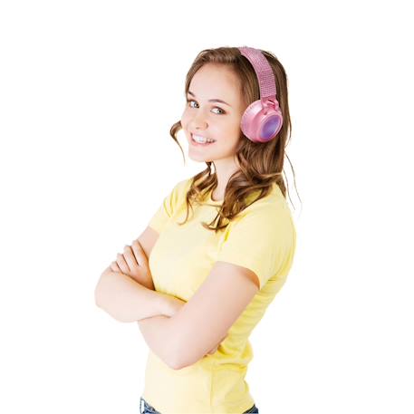Casque lumineux pliable bluetooth et filaire girly avec limitation du volume  85 dB ROSE 6 - vertbaudet enfant 