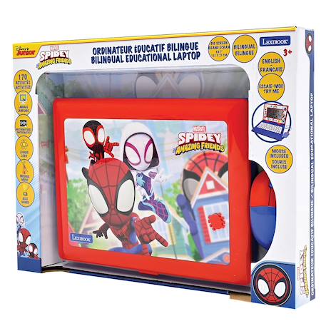 Ordinateur portable parlant éducatif bilingue spidey and his amanzing friends avec 170 activités (85 dans chaque langue) grand écran de 6.7” en anglais et français ROUGE 4 - vertbaudet enfant 