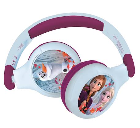 Casque 2 en 1 la reine des neiges bluetooth et filaire avec limitation de son BLEU 4 - vertbaudet enfant 