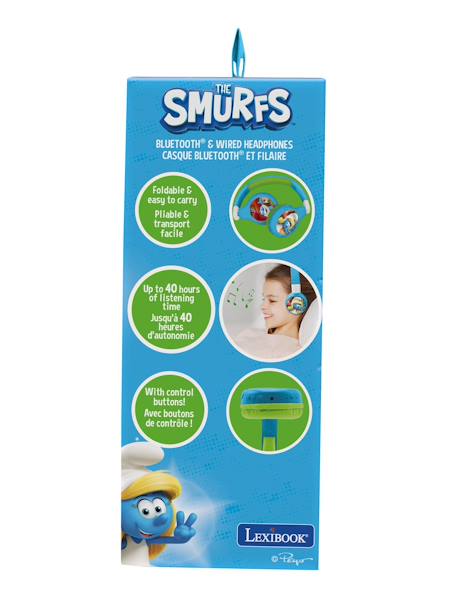 Casque 2 en 1 schtroumpfs bluetooth et filaire avec limitation de son BLEU 4 - vertbaudet enfant 