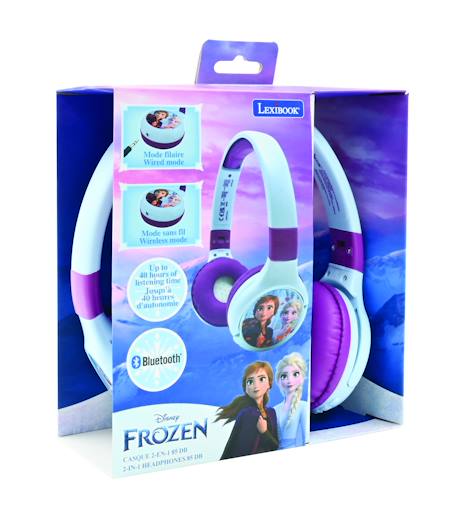 Casque 2 en 1 la reine des neiges bluetooth et filaire avec limitation de son BLEU 6 - vertbaudet enfant 