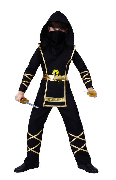 Déguisement enfant ninja Noir, or+Noir, rouge 1 - vertbaudet enfant 