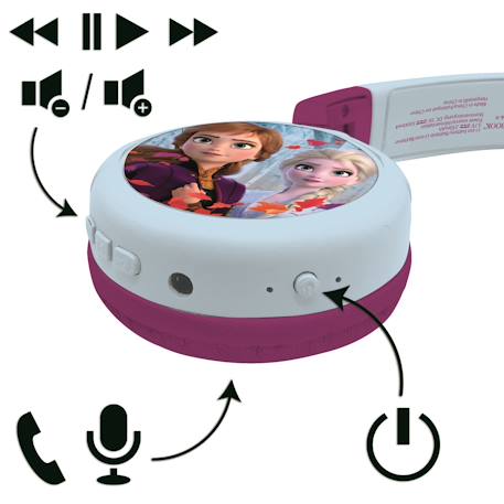 Casque 2 en 1 la reine des neiges bluetooth et filaire avec limitation de son BLEU 5 - vertbaudet enfant 
