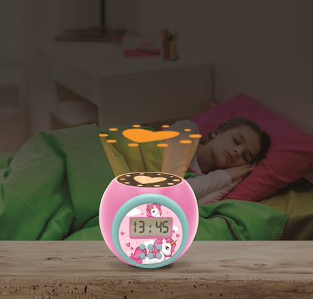 Réveil projecteur Licorne avec Fonction Alarme, veilleuse avec minuterie ROSE 3 - vertbaudet enfant 