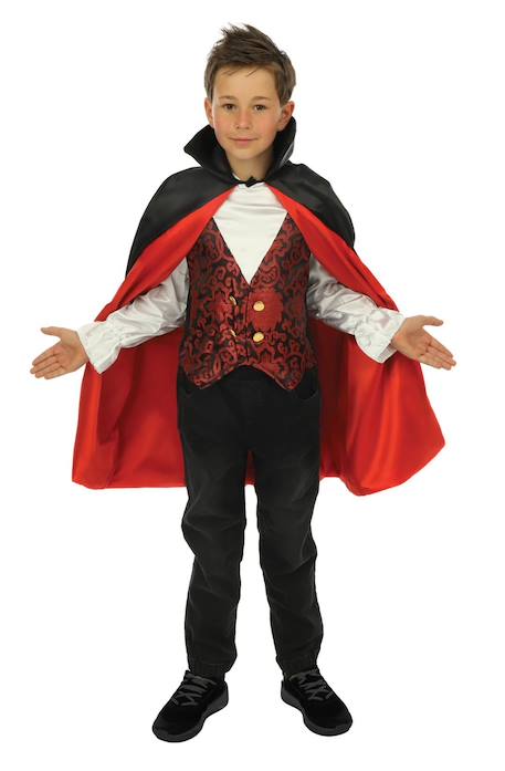 Déguisement enfant garçon vampire gilet, chemise et cape Noir, rouge 1 - vertbaudet enfant 