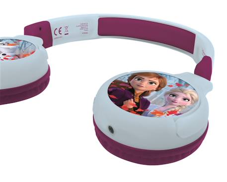 Casque 2 en 1 la reine des neiges bluetooth et filaire avec limitation de son BLEU 3 - vertbaudet enfant 