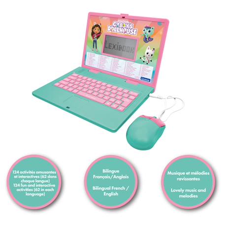 Ordinateur portable éducatif bilingue gabby et la maison magique (fr/en) ROSE 2 - vertbaudet enfant 