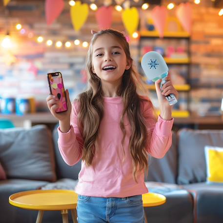 Karaoke microphone bluetooth/sans fil la reine des neiges avec effets sonores et lumineux BLEU 2 - vertbaudet enfant 