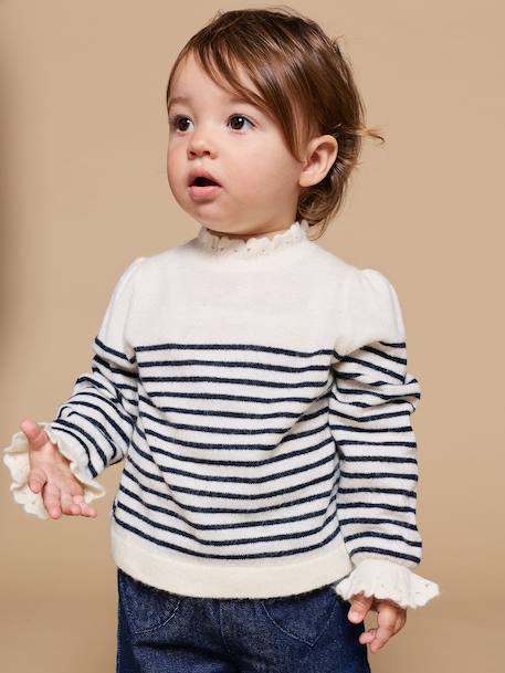 Pull bébé fille manches longues écru 1 - vertbaudet enfant 