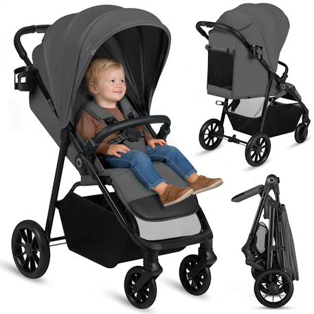 Poussette compacte emerald légère avec amortissement, pliage à une main et grand panier Beige sand+Green forest+Grey stone 13 - vertbaudet enfant 