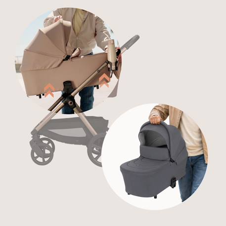 Poussette trio carmine jusqu’à 22 kg avec nacelle, siège-auto et accessoires Beige sand+Grey stone 10 - vertbaudet enfant 